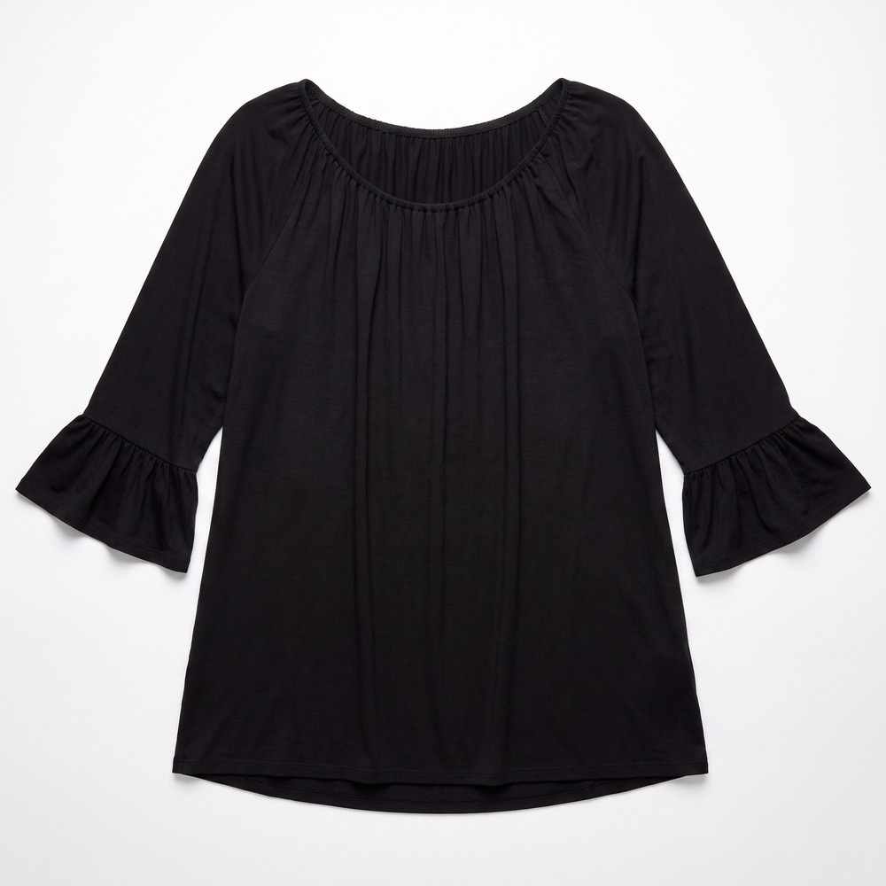 INC XXL Black Womens Bell Sleeve Tunic Top Boho Casual Blouse